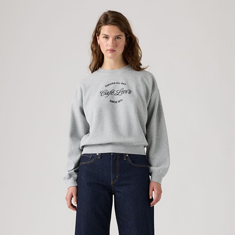 Graphic Vintage Boxy Bisiklet Yaka Sweatshirt