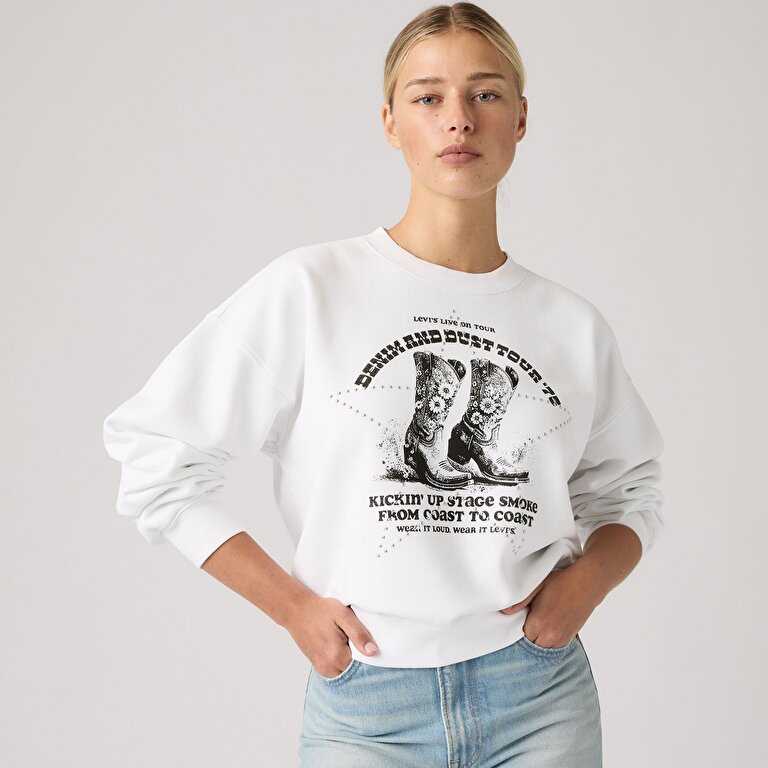 Graphic Vintage Boxy Bisiklet Yaka Sweatshirt