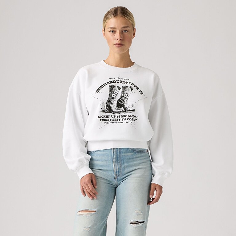 Graphic Vintage Boxy Bisiklet Yaka Sweatshirt