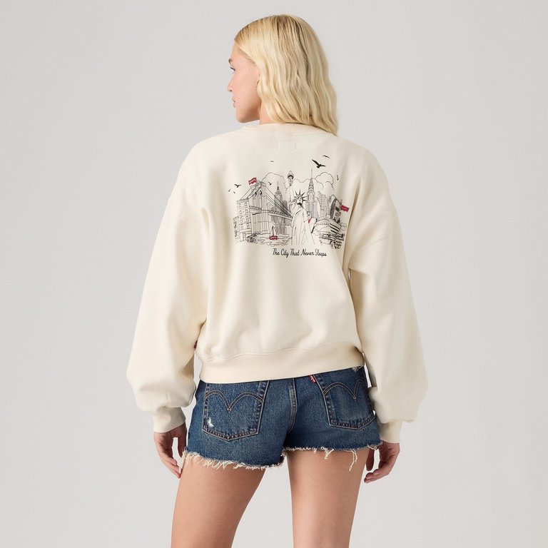 Graphic Vintage Boxy Bisiklet Yaka Sweatshirt