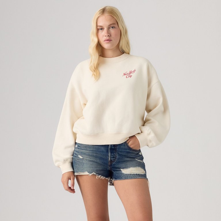 Graphic Vintage Boxy Bisiklet Yaka Sweatshirt