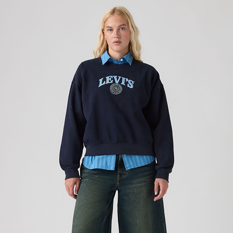 Graphic Vintage Boxy Bisiklet Yaka Sweatshirt
