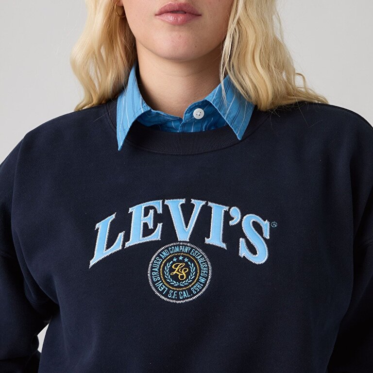 Graphic Vintage Boxy Bisiklet Yaka Sweatshirt