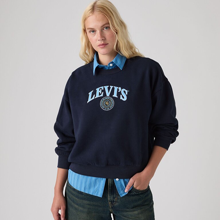 Graphic Vintage Boxy Bisiklet Yaka Sweatshirt