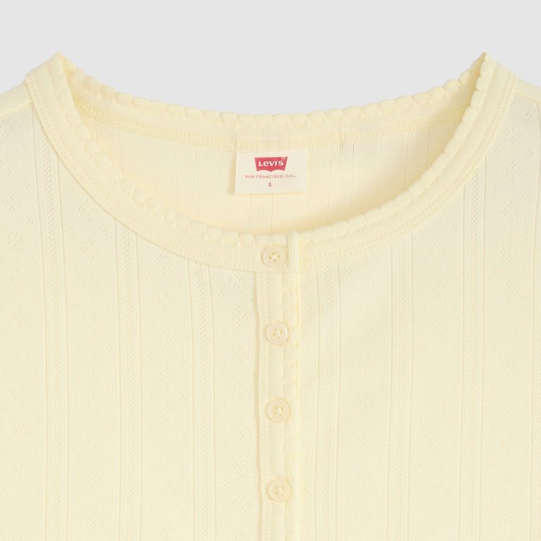 Dry Goods Pointelle Kısa Kollu Henley Tişört