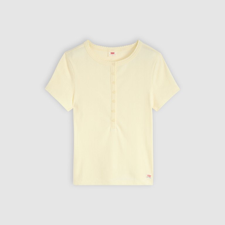 Dry Goods Pointelle Kısa Kollu Henley Tişört