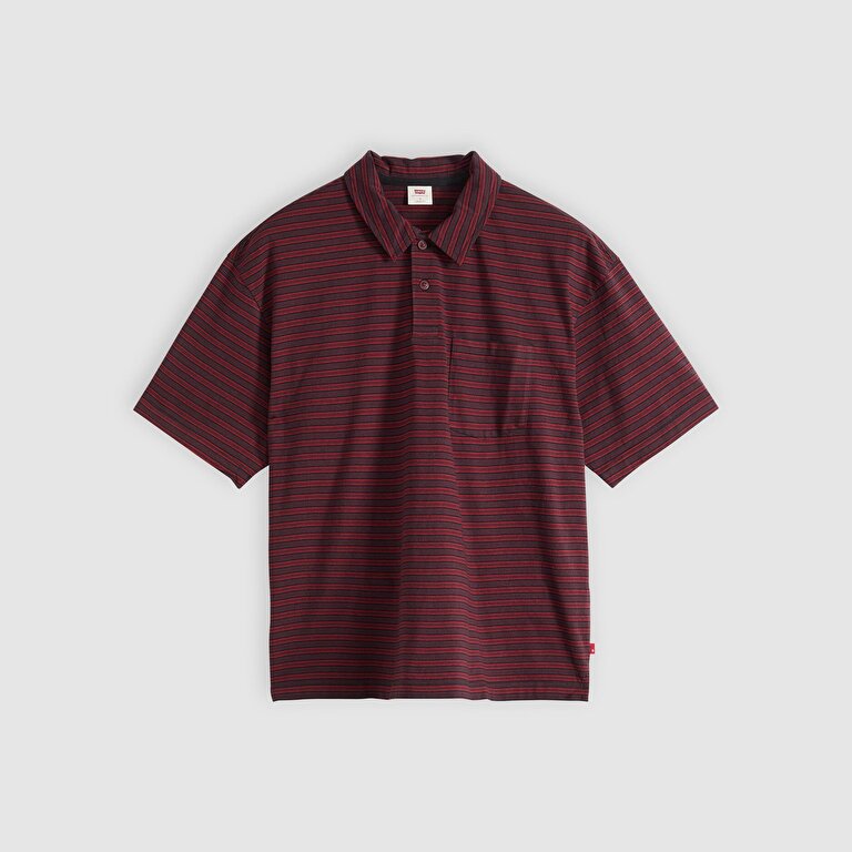 Finn Boxy Pocket Bordo Polo Tişört