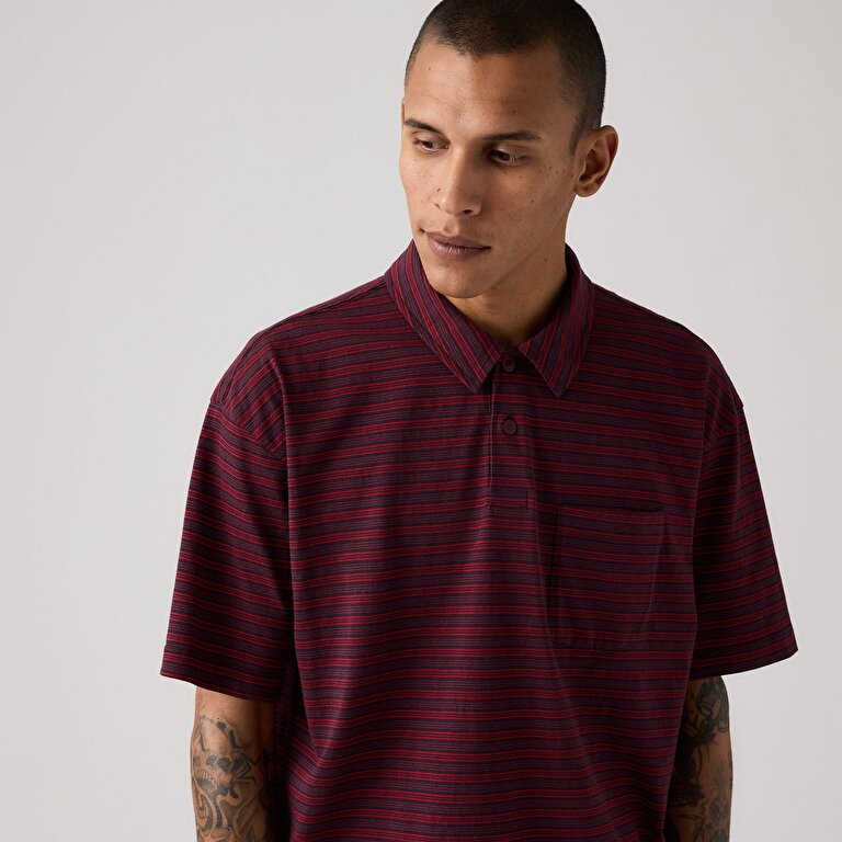 Finn Boxy Pocket Bordo Polo Tişört