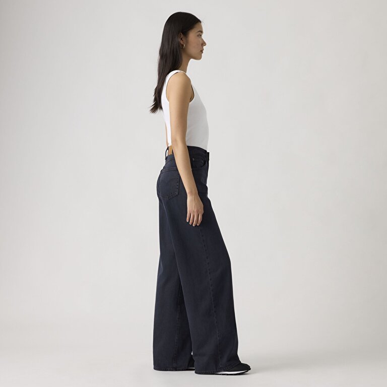 Cinch Wide Leg Lightweight Kadın Jean Pantolon - Dark Humor