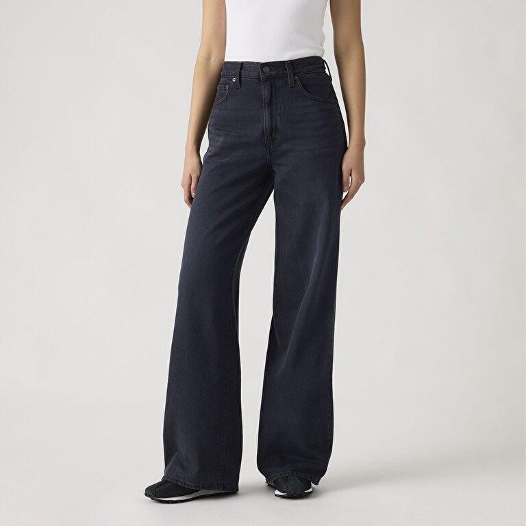 Cinch Wide Leg Lightweight Kadın Jean Pantolon - Dark Humor