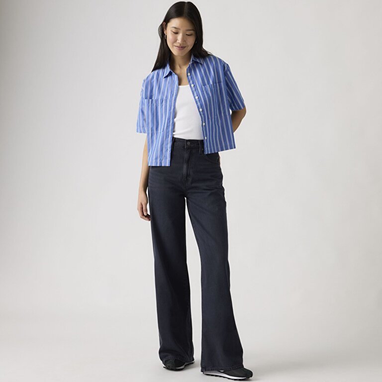 Cinch Wide Leg Lightweight Kadın Jean Pantolon - Dark Humor