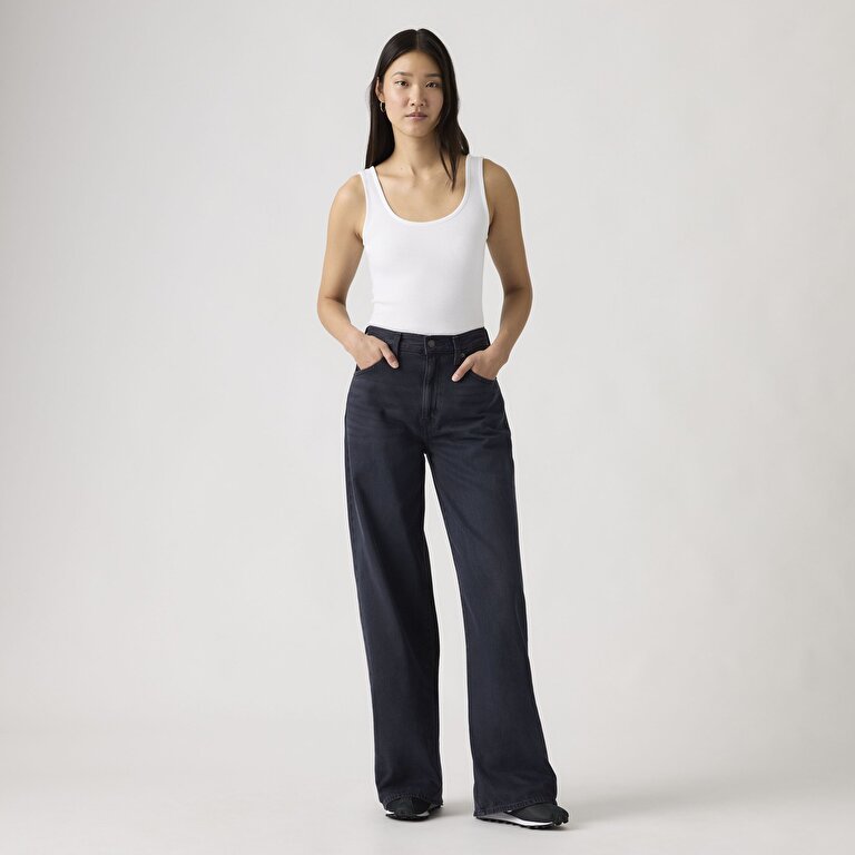 Cinch Wide Leg Lightweight Kadın Jean Pantolon - Dark Humor