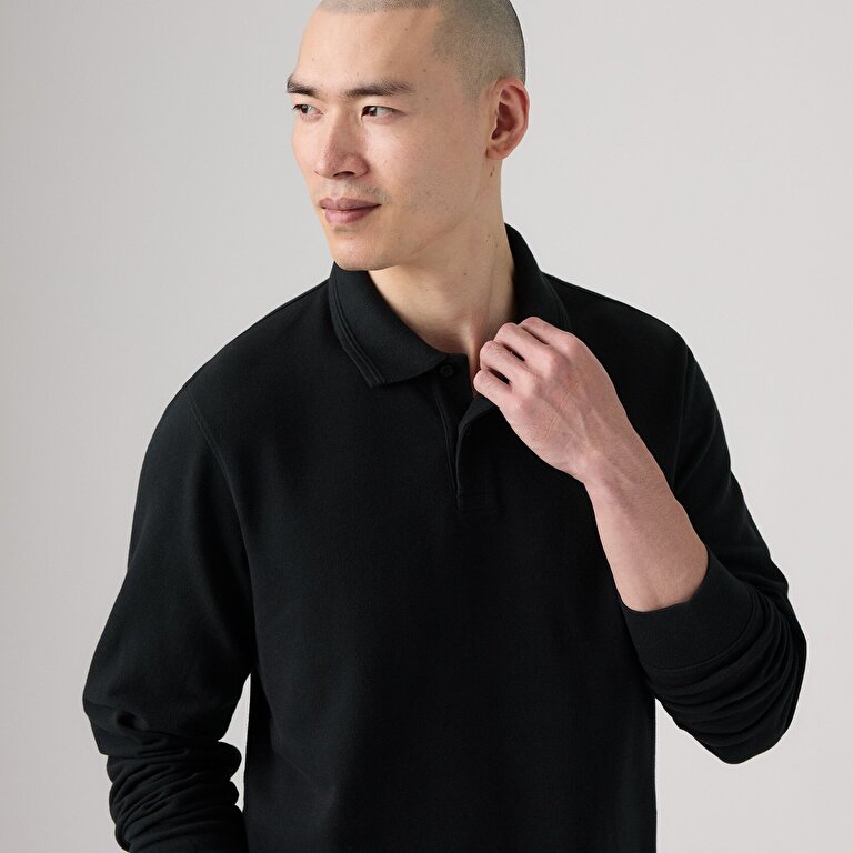 Original Uzun Kollu Siyah Polo Tişört
