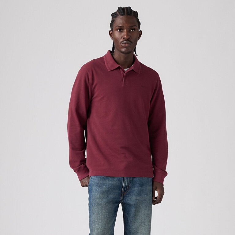 Original Uzun Kollu Bordo Polo Tişört