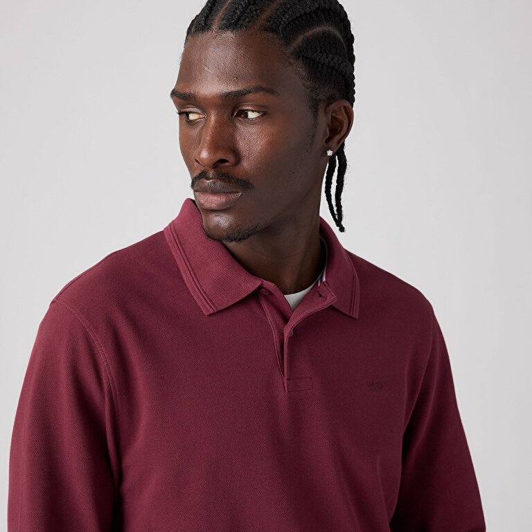 Original Uzun Kollu Bordo Polo Tişört