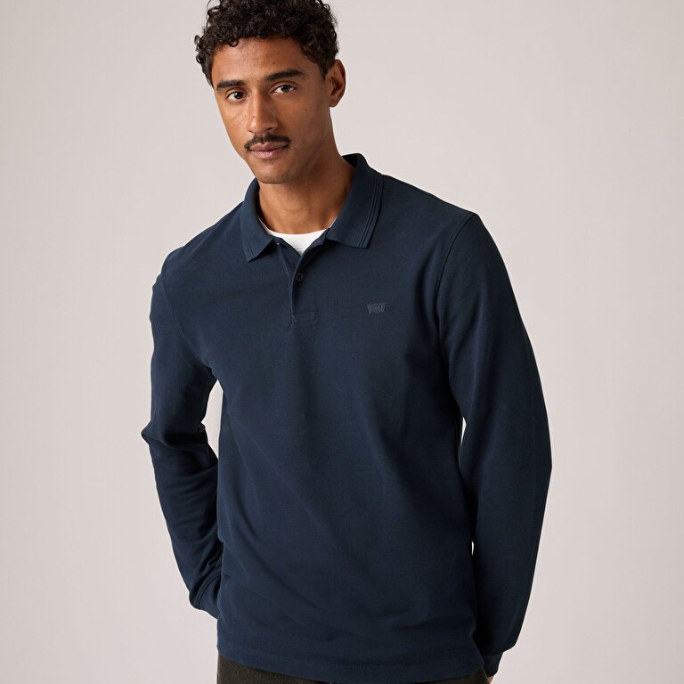 Original Uzun Kollu Lacivert Polo Tişört
