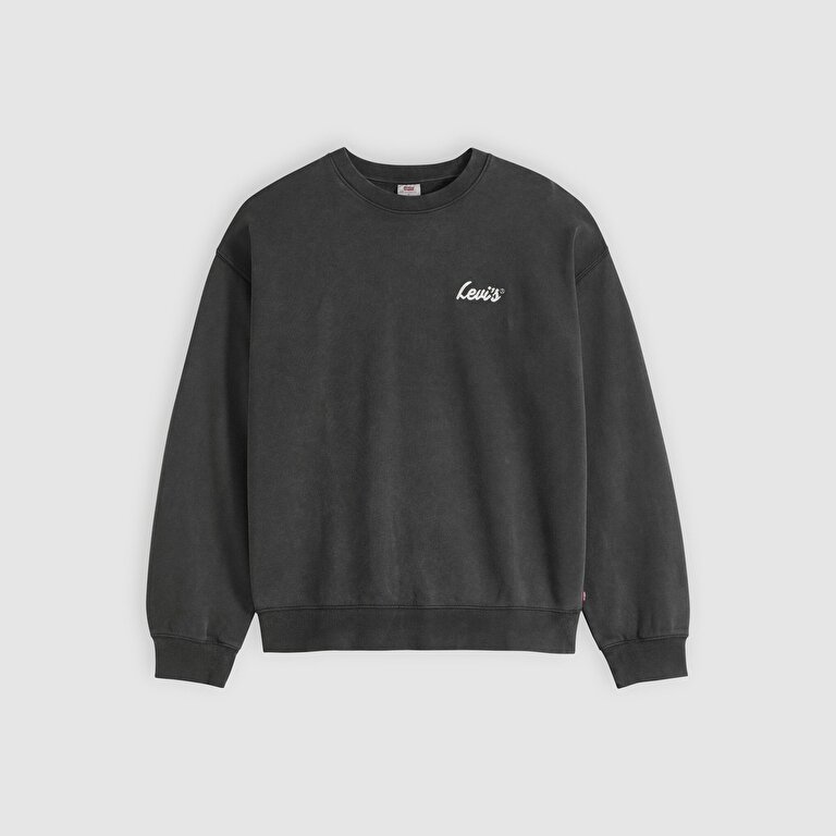 Embroidered Sunset Bisiklet Yaka Siyah Sweatshirt