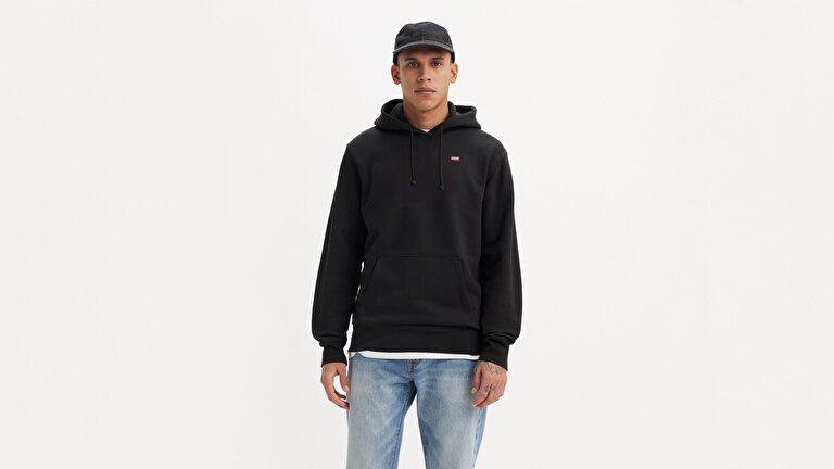 New Original Hoodie  Siyah Erkek Kapüşonlu Sweatshirt