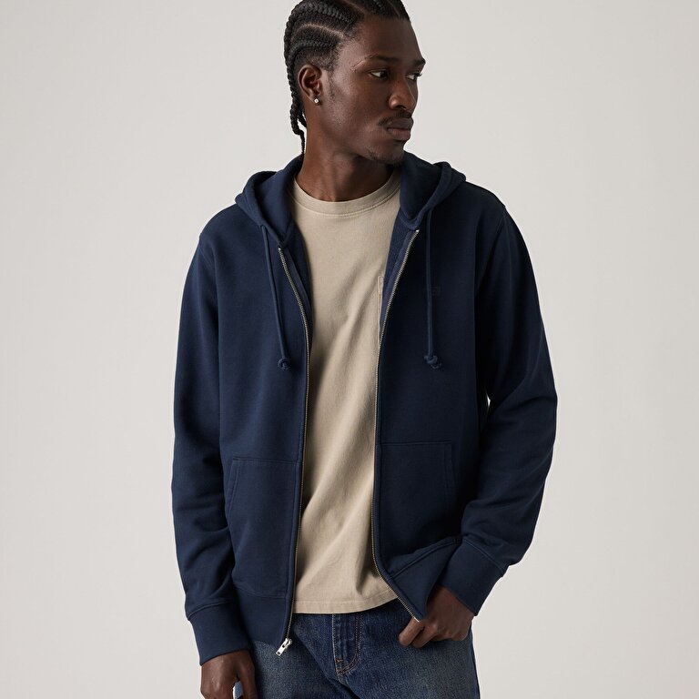 Original Housemark Fermuarlı Lacivert Hoodie