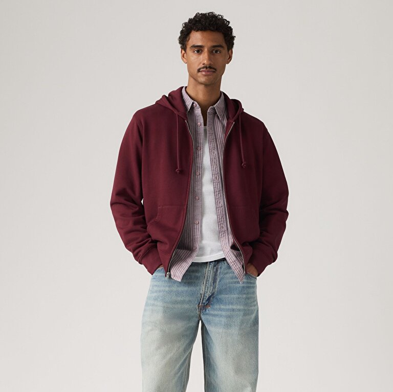 Original Housemark Fermuarlı Bordo Hoodie