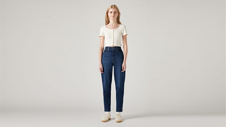 High Waisted Mom Kadın Jean Pantolon - Winter Cloud