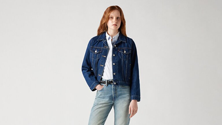 Original Trucker Clean Koyu İndigo Kadın Trucker