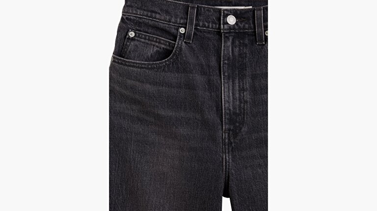 70's High Flare Kadın Jean Pantolon - Black Worn In