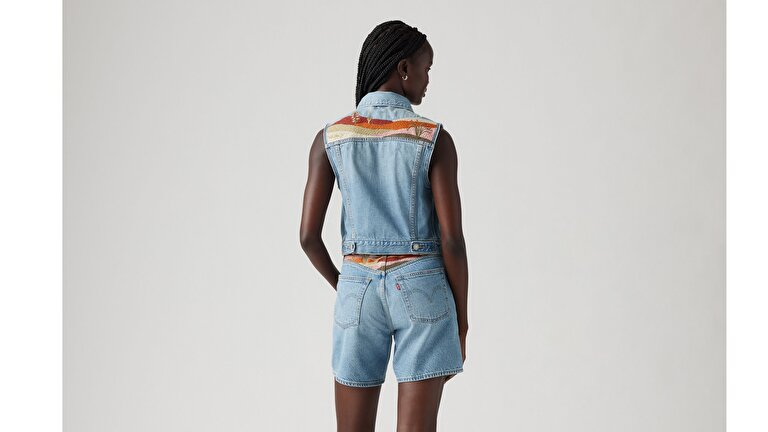 Embroidered XS Denim Yelek
