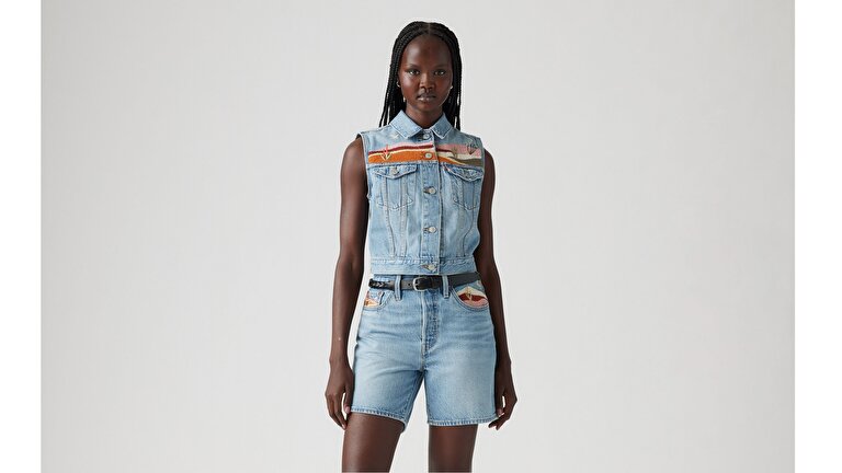 Embroidered XS Denim Yelek