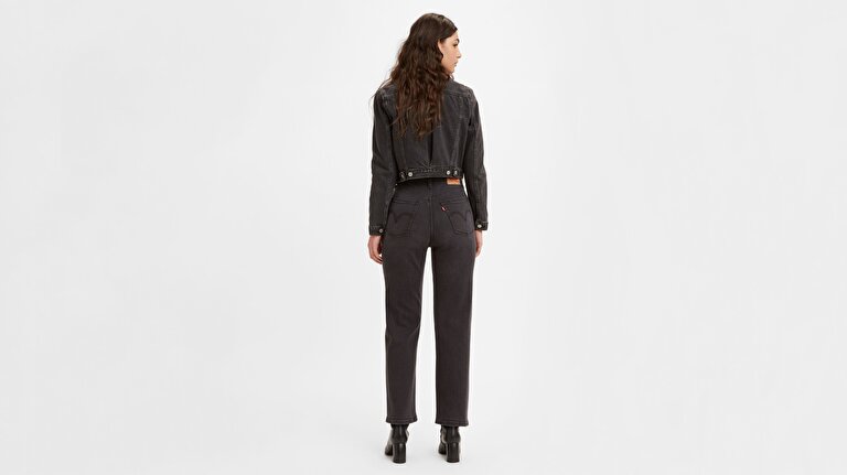 Ribcage Straight Ankle Kadın Jean Pantolon - Black Rinse