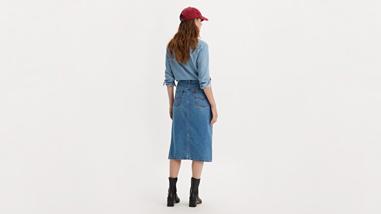 Side Slit Denim Etek