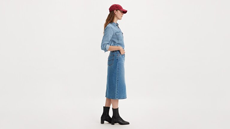 Side Slit Denim Etek