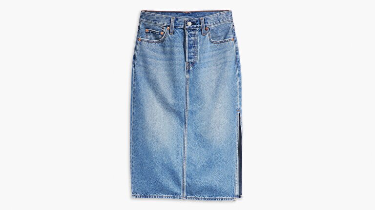 Side Slit Denim Etek