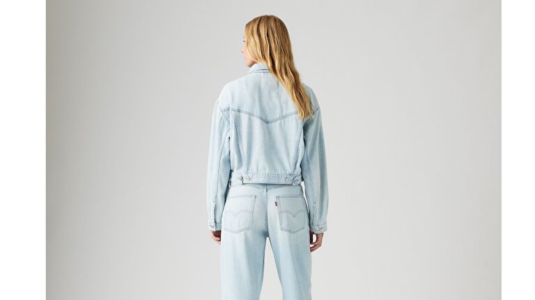 Shrunken '90s Linen+ Denim Trucker Ceket