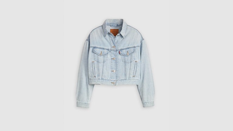 Shrunken '90s Linen+ Denim Trucker Ceket