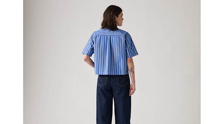 Harlie Short Sleeve Cropped Poplin Gömlek