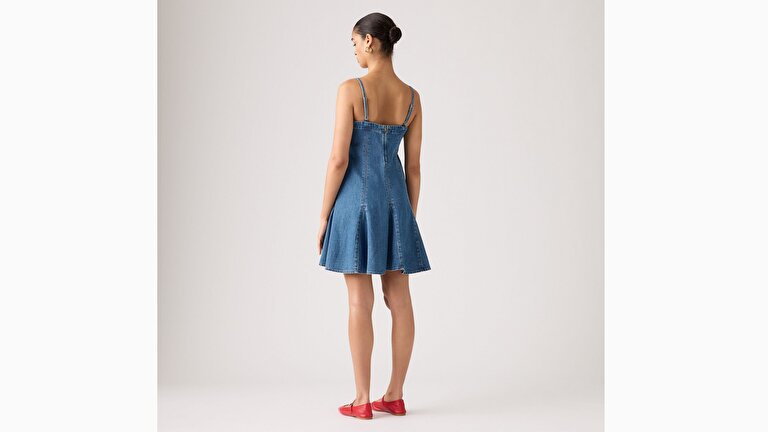 Denim Godet Elbise