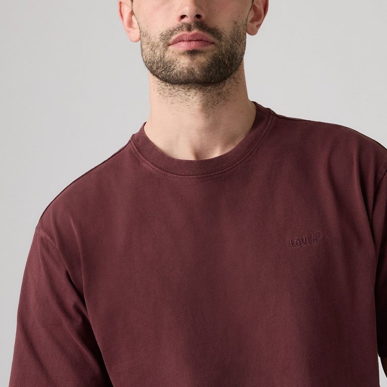 Red Tab™ Vintage Bisiklet Yaka Bordo Tişört
