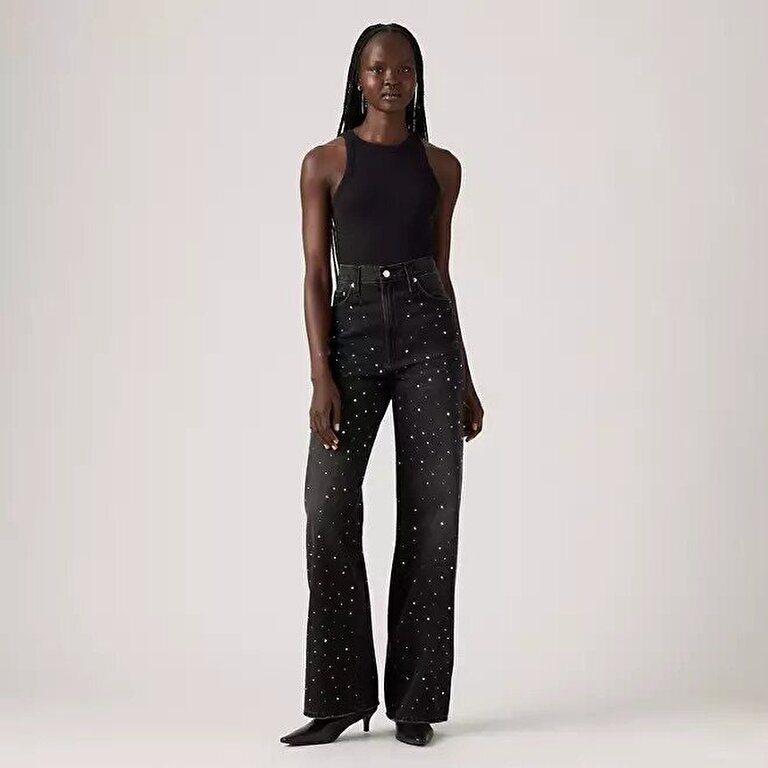 Ribcage Wide Leg Kadın Jean Pantolon - Dazzle Me Smoke