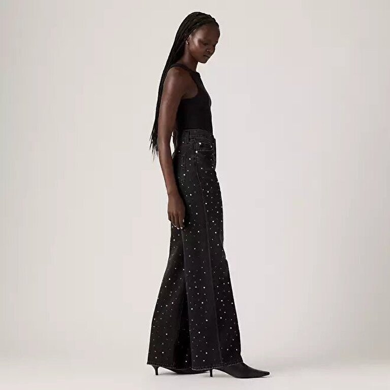Ribcage Wide Leg Kadın Jean Pantolon - Dazzle Me Smoke