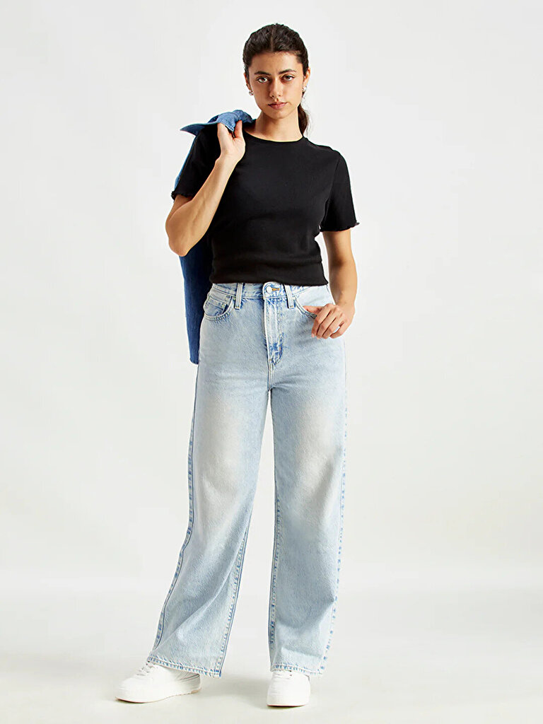 Ribcage Wide Leg Kadın Jean Pantolon