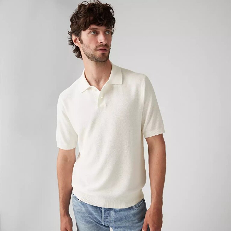 Sweater Cotton Linen Knit Polo