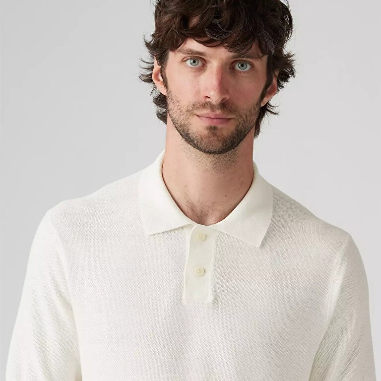 Sweater Cotton Linen Knit Polo