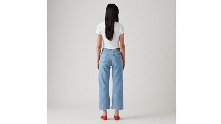 Ribcage Straight Ankle Cotton Linen Kadın Jean Pantolon - Cool Winter